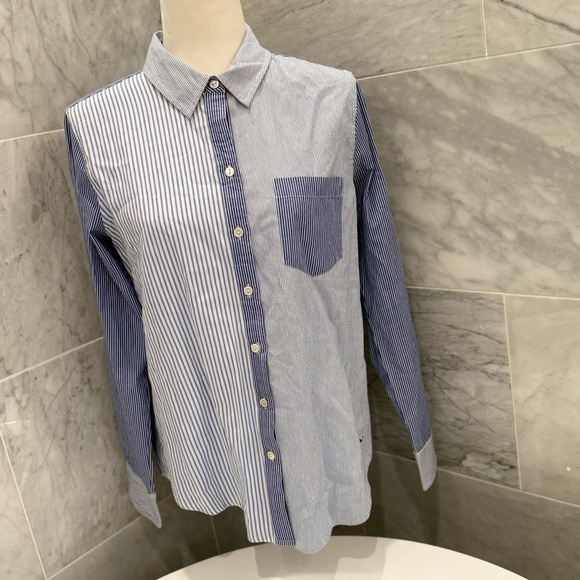 vieyard vines Stripe Mix Button Up cotton white blue size 6 - Picture 5 of 11